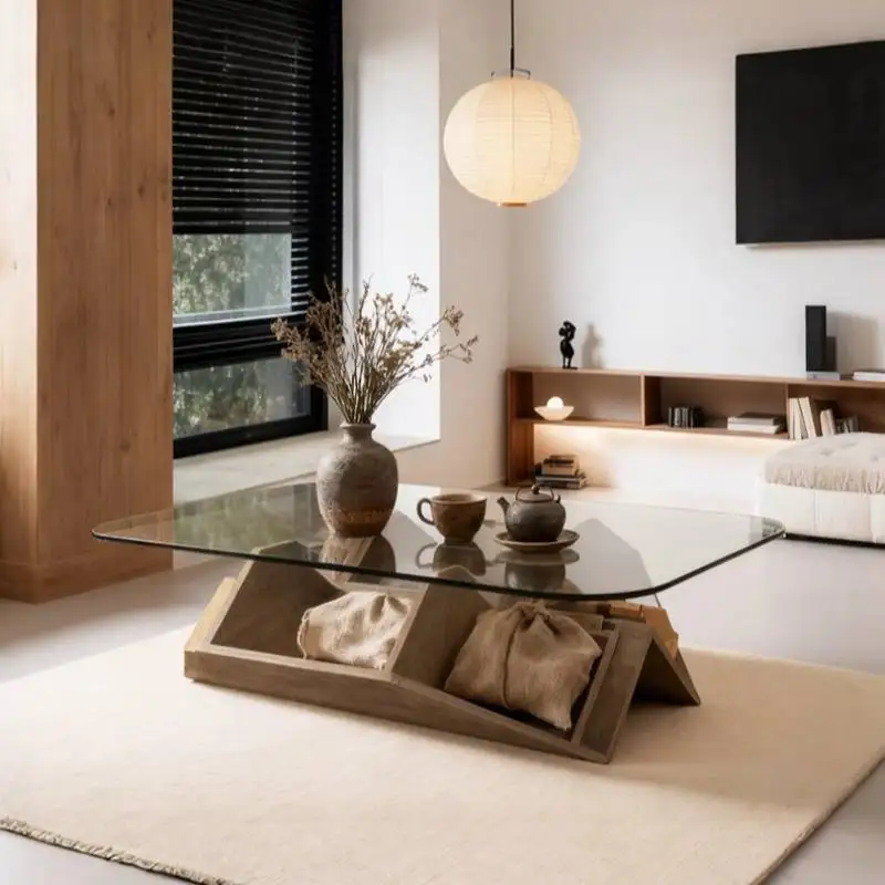 Home Decor Center - 中国製ガラスコーヒーテーブル木製ブラックブラウンセンターデコレーションコーヒーテーブル高級デザイナー北欧メサデセントロ家具ホーム