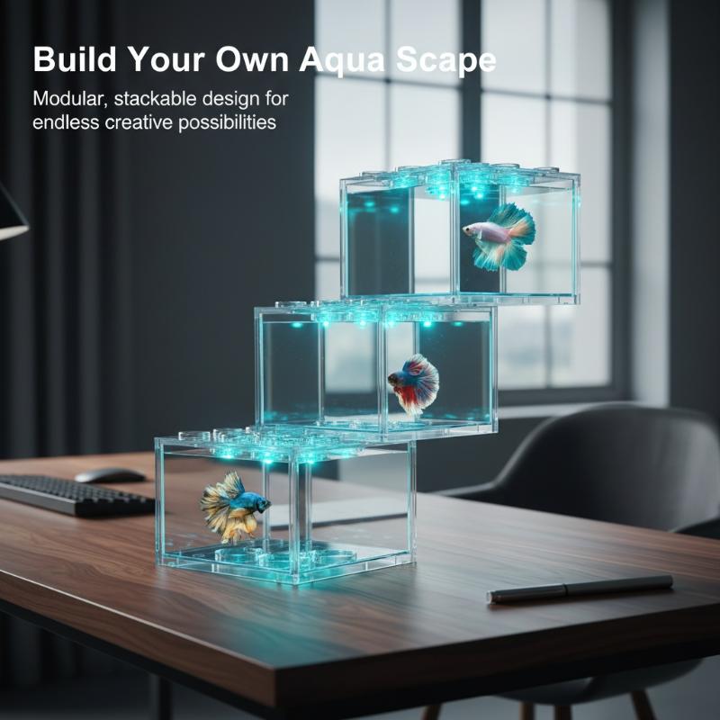 Home Decor Habitat - 積み重ね可能なミニ水槽 アクリル製ペットボックス 爬虫類の家の装飾 繁殖用飼育場 オフィスデスクに最適