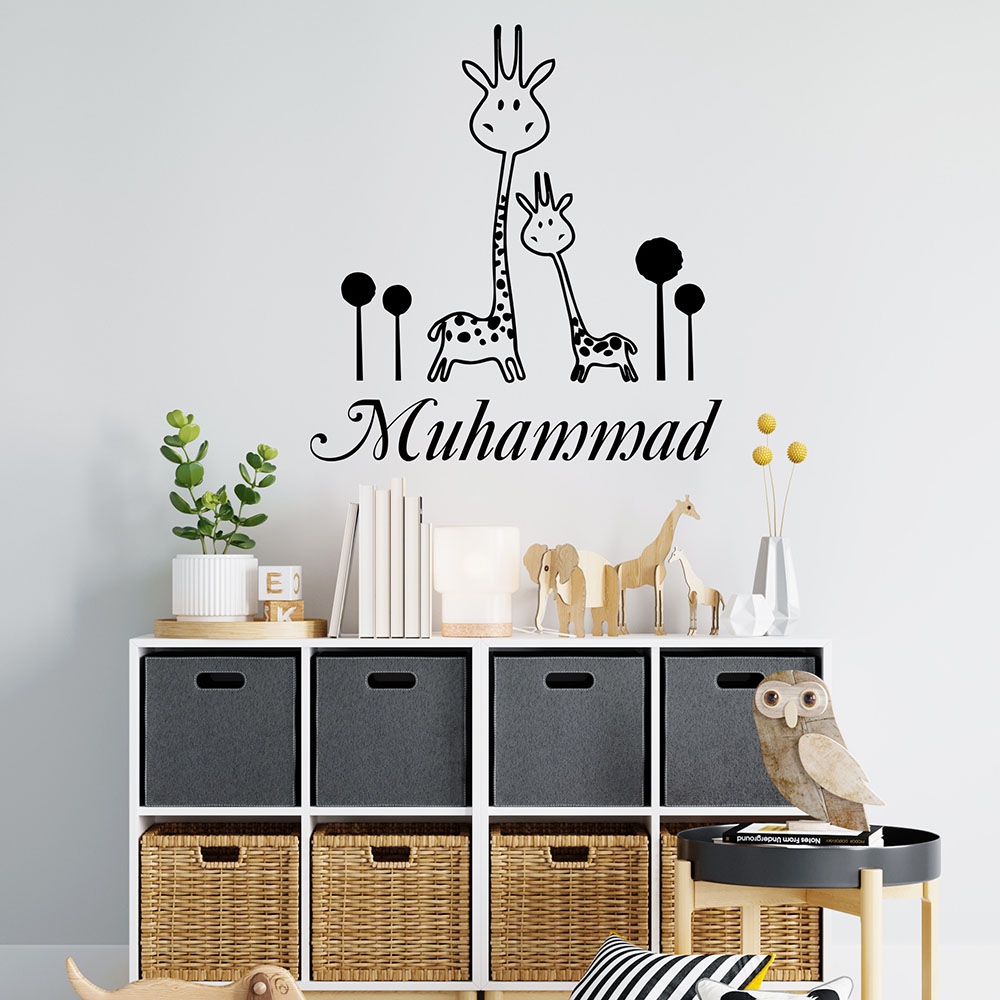 Home Decor Wall Tiles - 1PC かわいいキリンカスタム名家の装飾ビニール壁ステッカードア装飾壁アートデカール