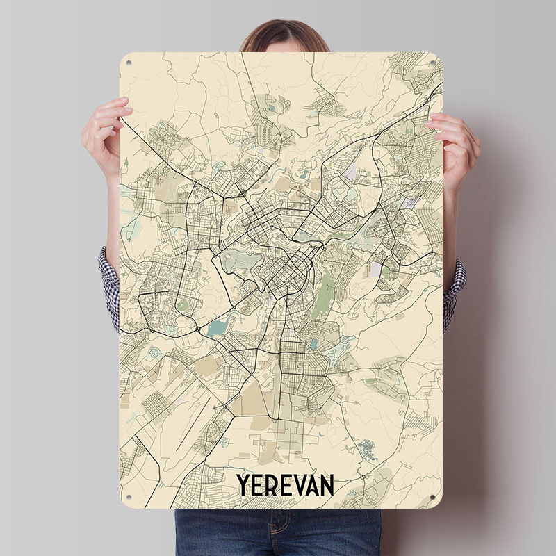 Home Decor Yerevan - エレヴァン市内地図ブリキポスターカスタムウォールアートヴィンテージメタルサインレトロブリキプレートモダンな家の装飾装飾品ハウス用