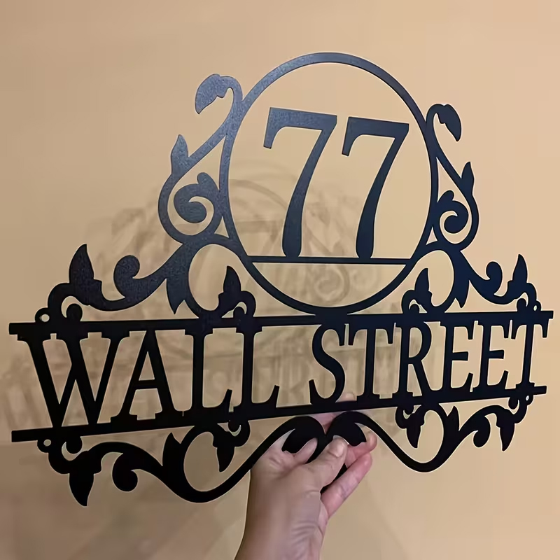Home Decor For Wedding - カスタムメタルハウスナンバー＆ストリートネームサイン - 屋外用、家の装飾用のパーソナライズされた鉄製住所プレート - 新年ギフト