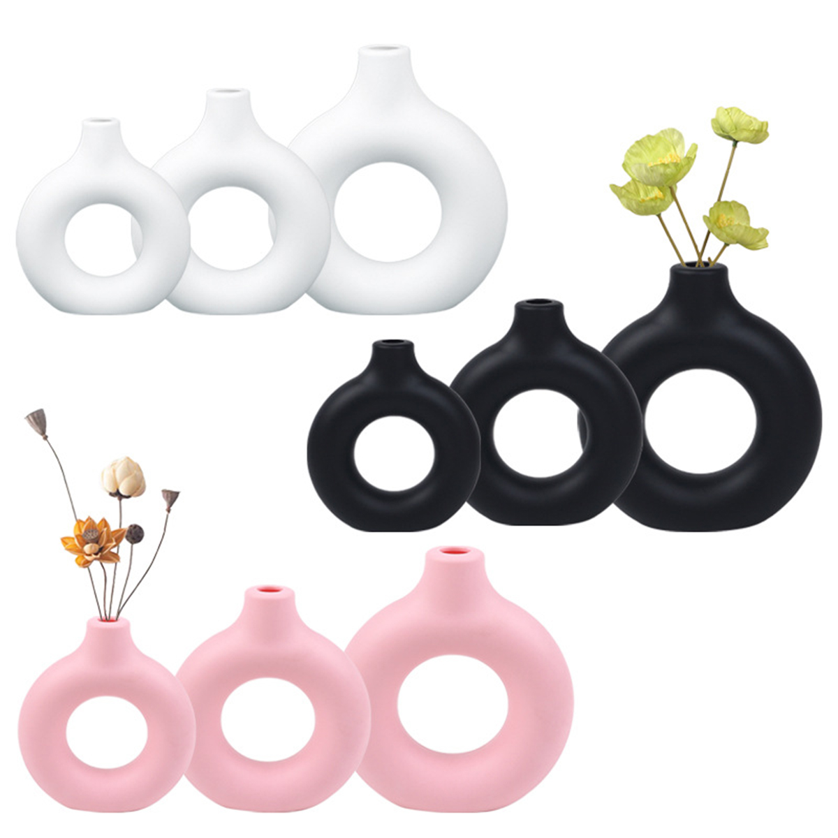 Home Decor Center - 1PC 丸みを帯びたプラスチック花瓶結婚式のダイニングテーブルセンターベース装飾ホームリビングルームオフィスフラワーアレンジメント装飾