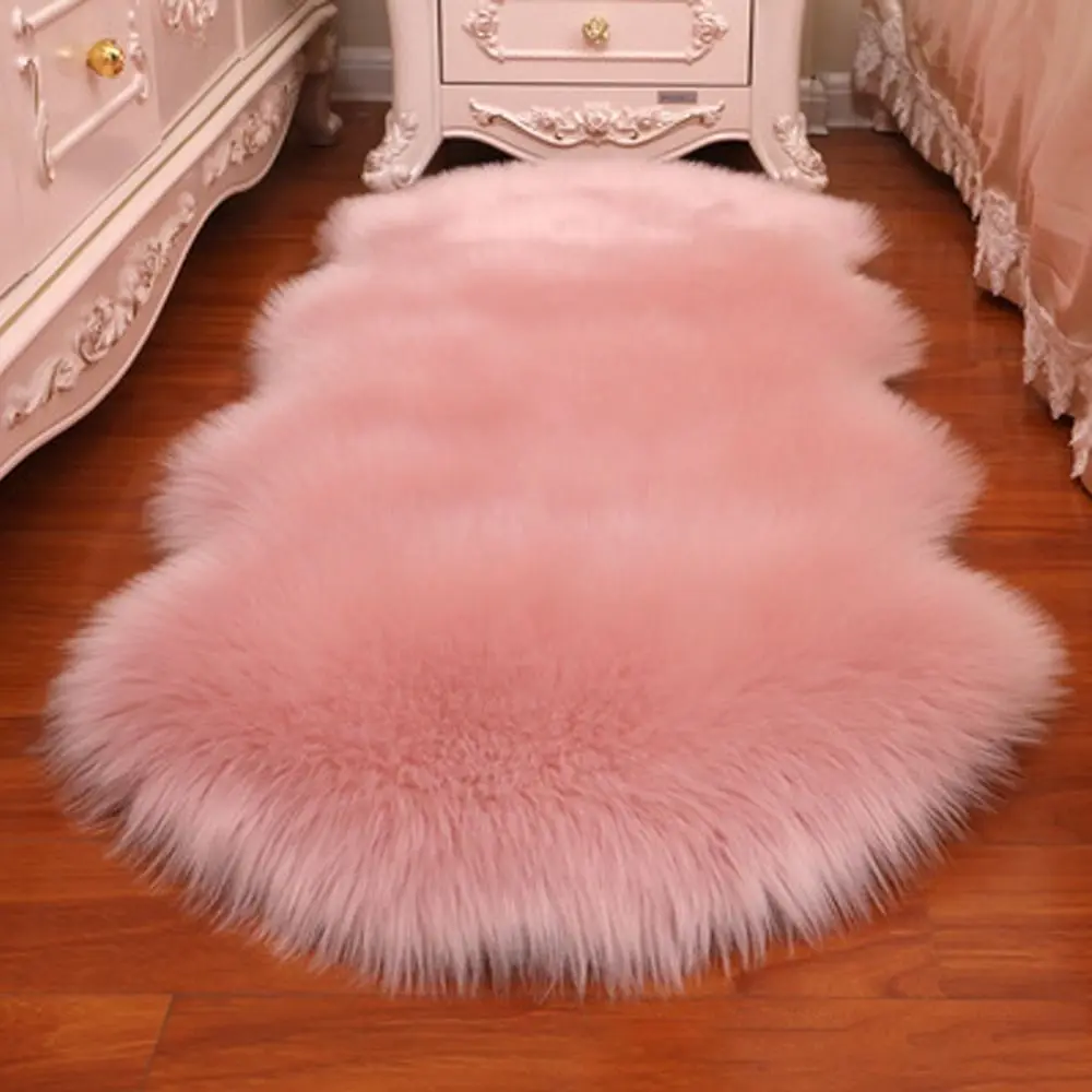 Cowhide Rug Faux - 人工毛の長いシープスキンのカーペット,柔らかいウールのフロアマット,柔らかいふわふわの毛むくじゃらのラグ,家の装飾
