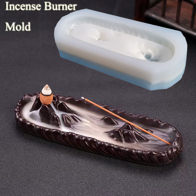 Incense Stick Holder - 大型コンクリート香炉ホルダー,シリコン金型,粘土香炉トレイ,セメント型,瞑想用,サンダルウッドスタンド