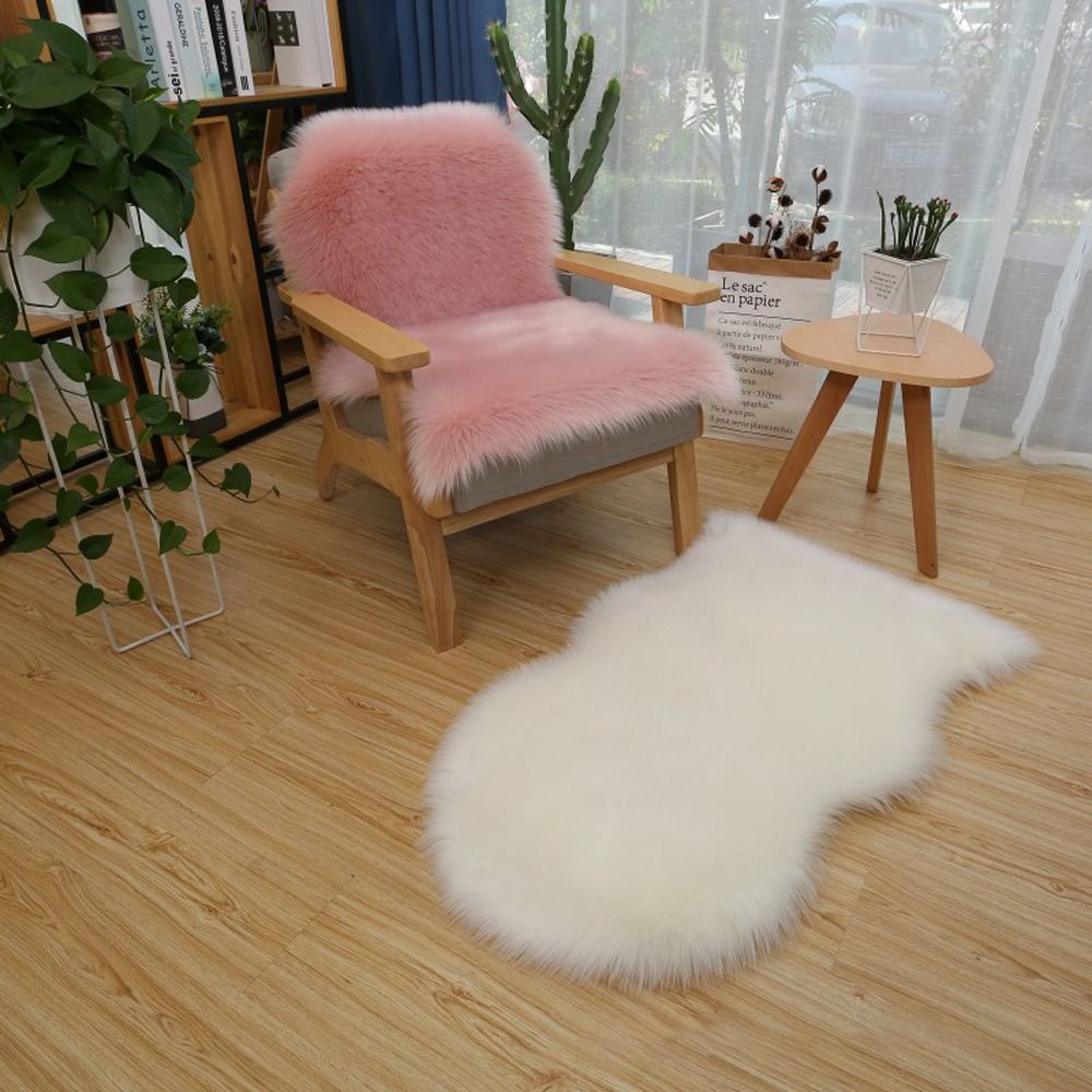 Cowhide Rug Faux - イミテーションウール滑り止めふわふわシャギーフロアプロテクションソフトラグ洗えるシープスキンラグ寝室マットフェイクファーホームデコレーション