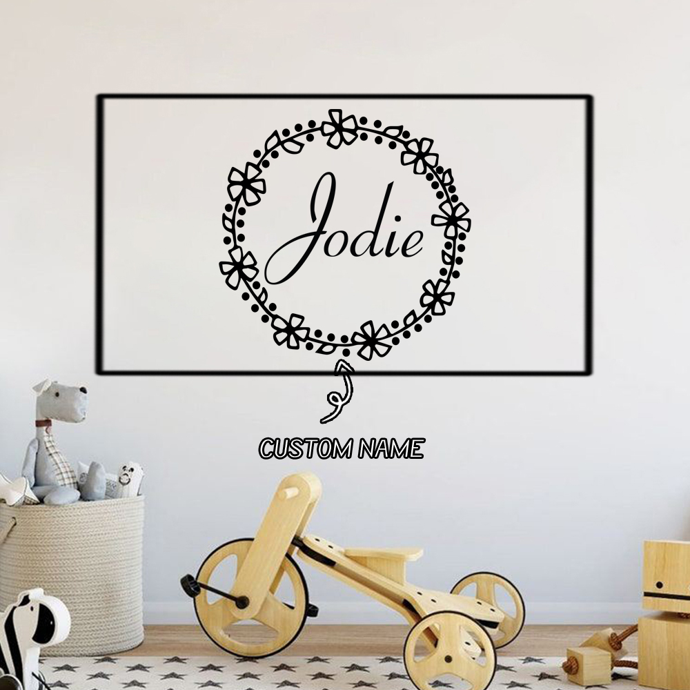 Home Decor Wall Tiles - 1PC 素敵な花輪カスタムテキストホームデコレーションアクセサリーリビングルームの装飾背景壁アートデカール