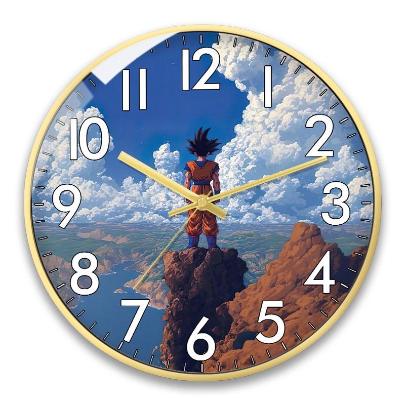 Wall Clock Silent - アニメドラゴンボール孫悟空漫画キャラクタークォーツ壁掛け時計ファッショナブルでクールなリビングルーム寝室サイレント壁掛け時計