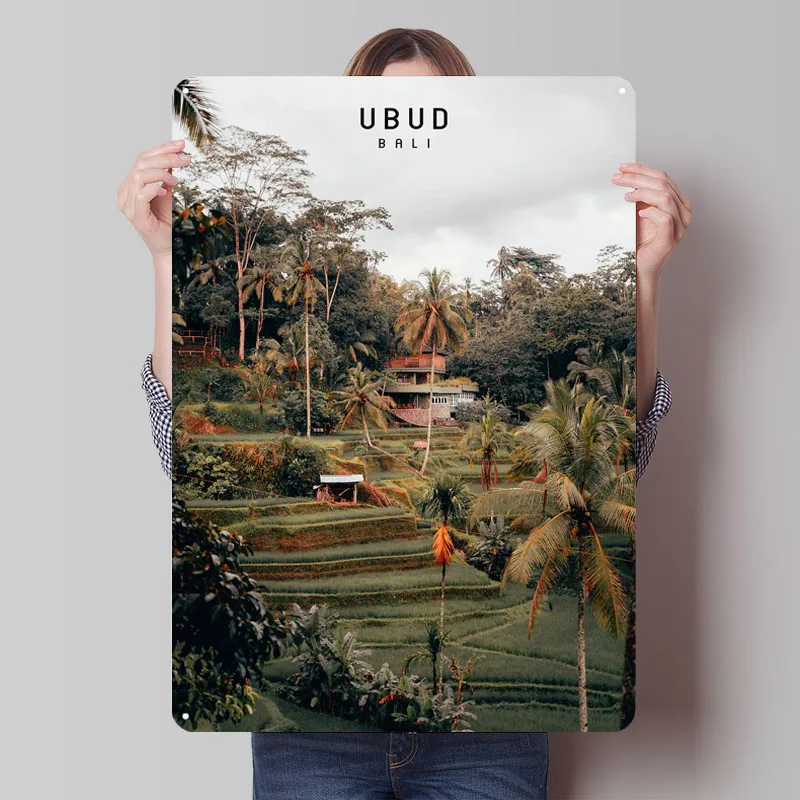 Home Decor Ubud - ウブドサイン有名な都市メタルポスター美的ルーム装飾男性用カスタマイズ可能なブリキプレートホームルームウォールアートヴィンテージ装飾