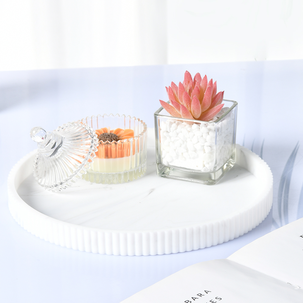 Home Decor Center - 丸い装飾収納トレイ、シリコンレース、コーヒーテーブル、家の装飾トレイ、デスクトップの装飾トレイ、装飾トレイ、中央の装飾トレイ