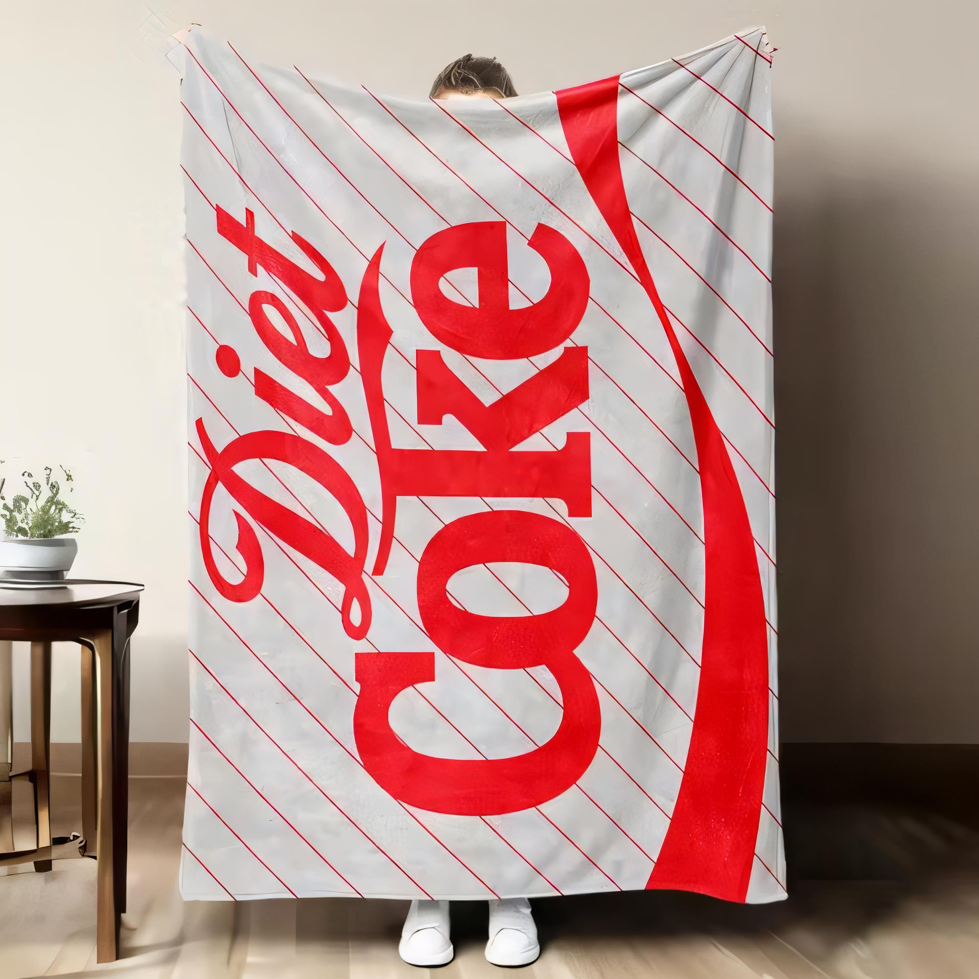 Home Decor Logo Design - ダイエットコーク ロゴ ブランケット ソフトで心地よいスローケット 赤いストライプ付き 室内装飾