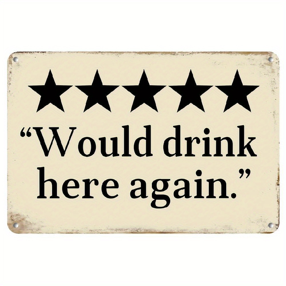 Review Home Decor - ヴィンテージ「Here Againを再び飲みたい」5つ星メタルウォールデコレーション - 面白いバー＆パブのレビューを描いたアートサイン、家の装飾に最適
