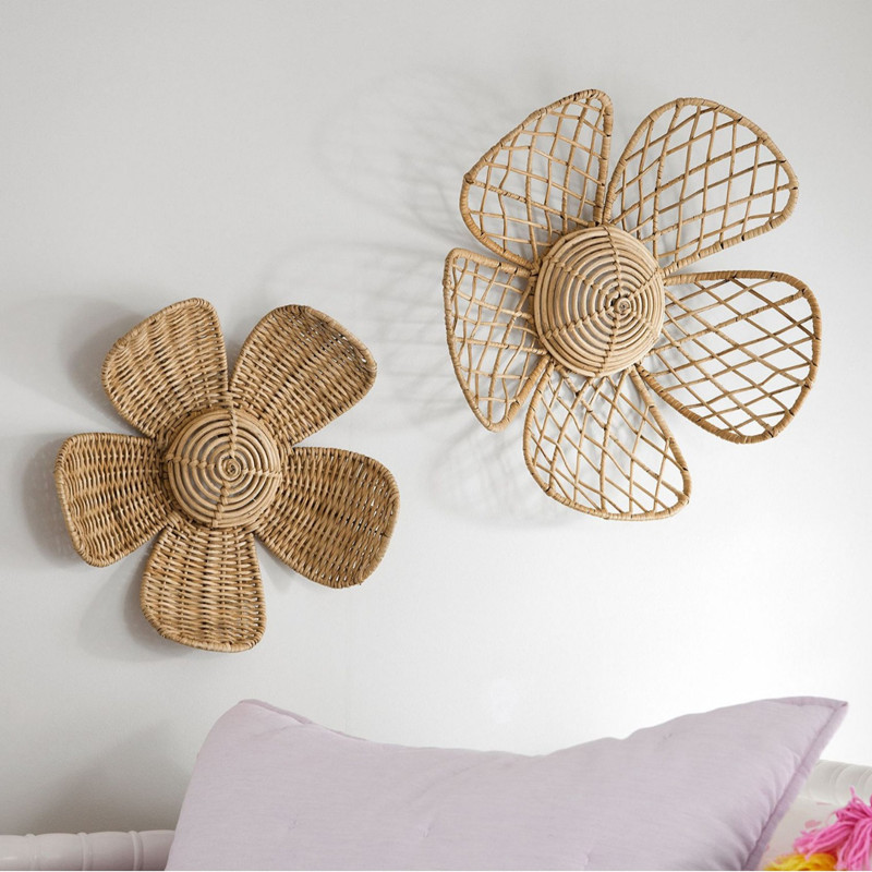 Home Decor Rattan - 北欧風ラタンフラワーウォールデコレーションオーナメント手作りラタンアートクラフトボヘミアンパストラルホームステイホームデコレーション写真撮影用小道具ギフト