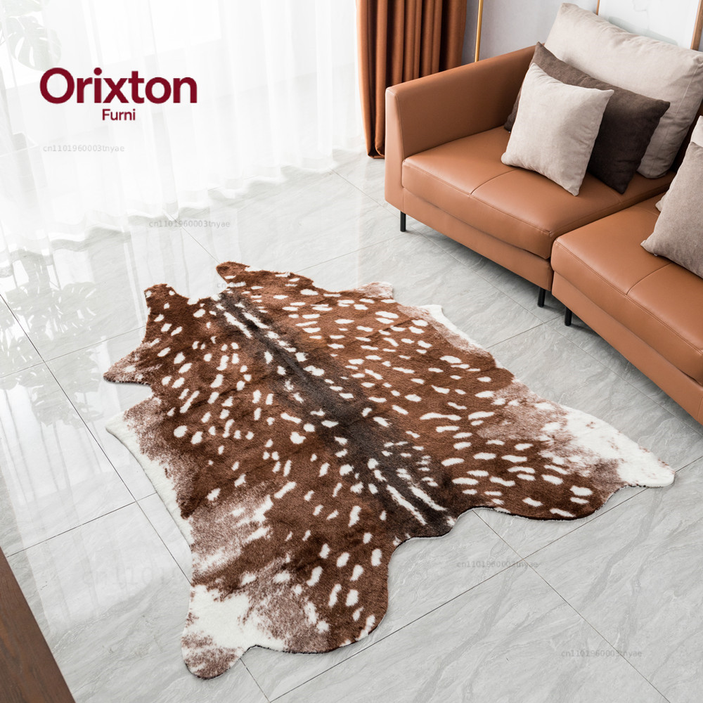 Cowhide Rug Faux - ファッションホットフェイクディアプリントカーペットベルベットイミテーションレザーラグ牛革アニマルスキンナチュラルシェイプカーペットデコレーションマット