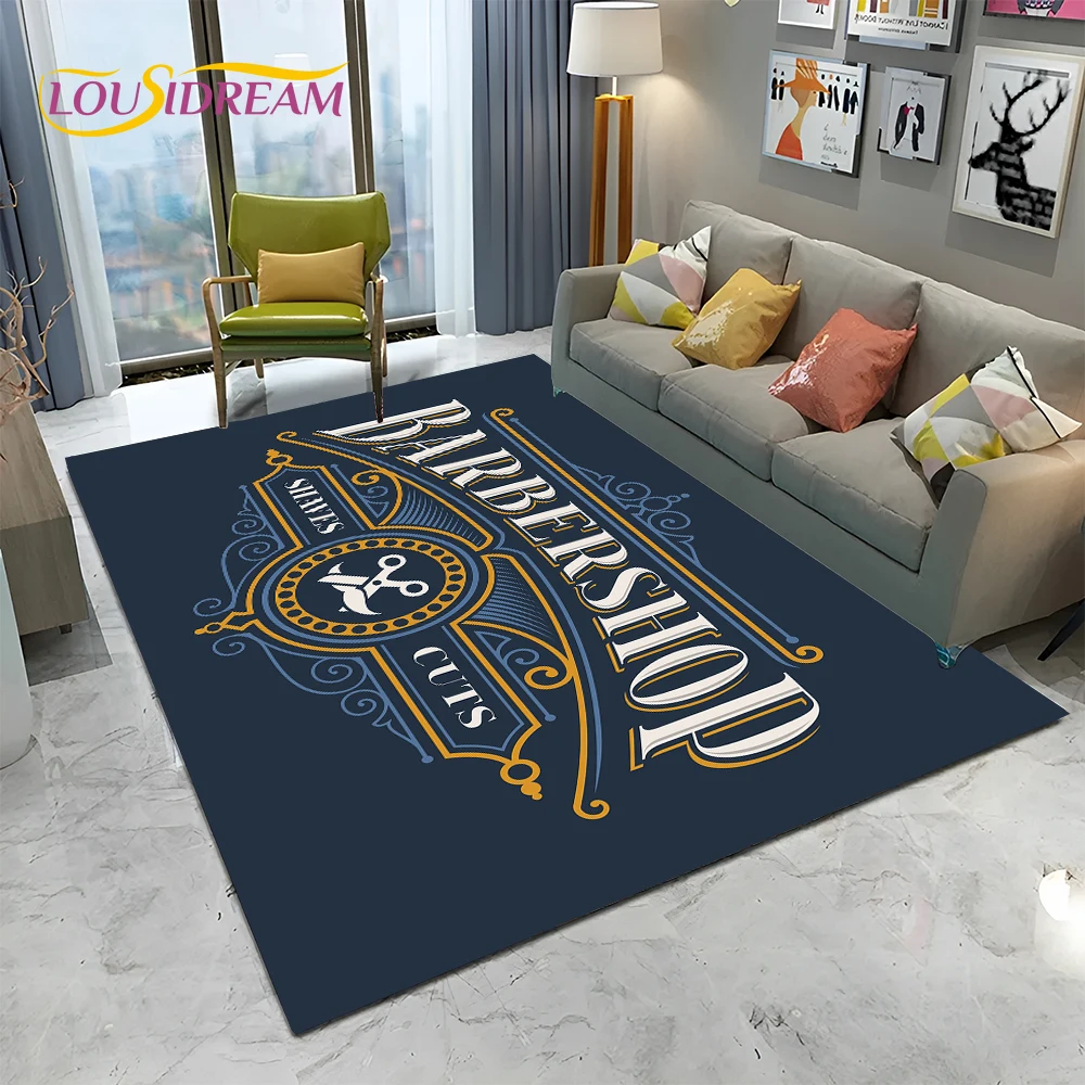 Home Decor Online Shopping - 理髪店サイン 3D スカル ヴィンテージ HD カーペット