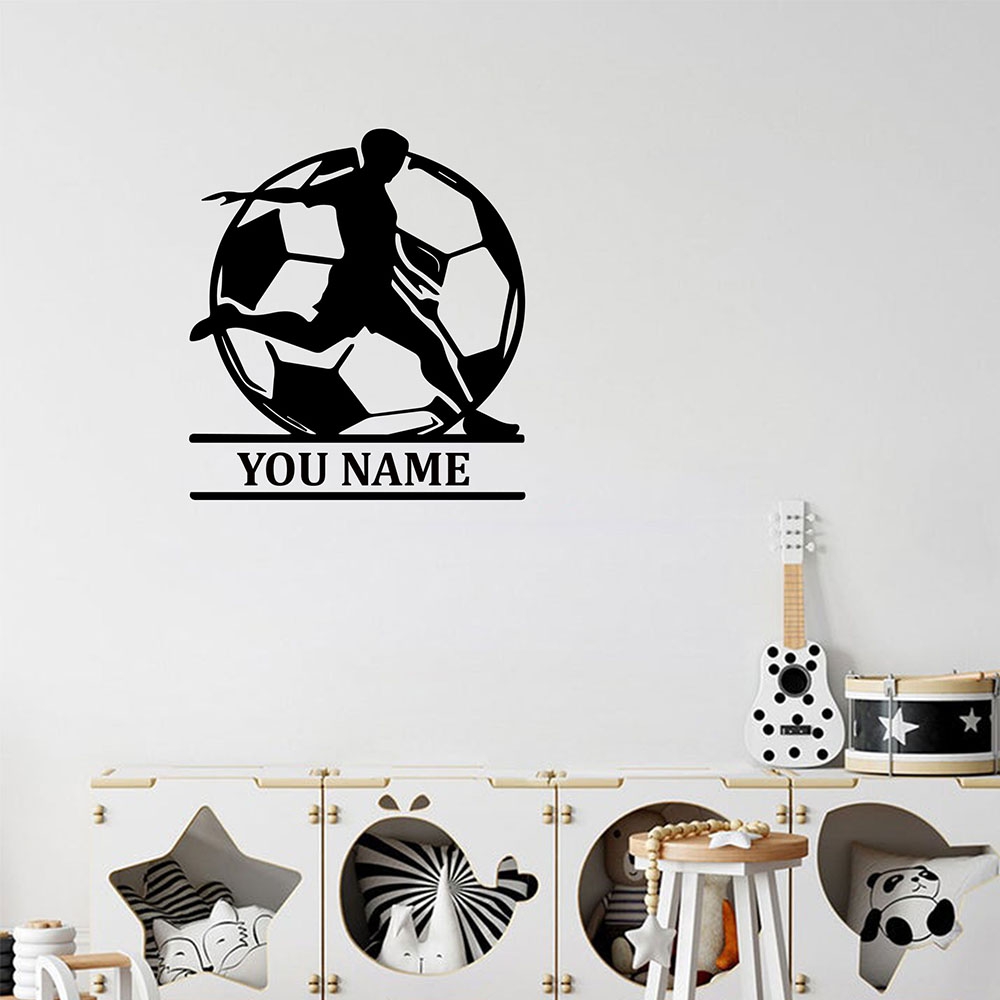 Home Decor Wall Tiles - 1PC ファッションサッカーカスタマイズされたテキストホームデコレーション Pvc デカールスタディルームウォールアート壁画