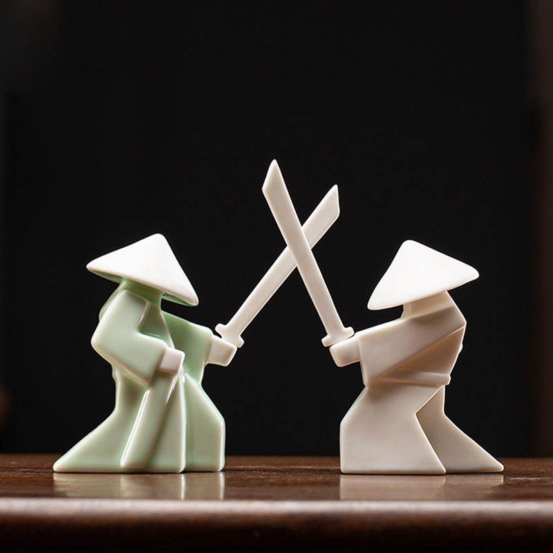 Incense Stick Holder - Swordsman-家の装飾用のセラミックサムライの彫像,高品質のバーナーホルダー,ギフト