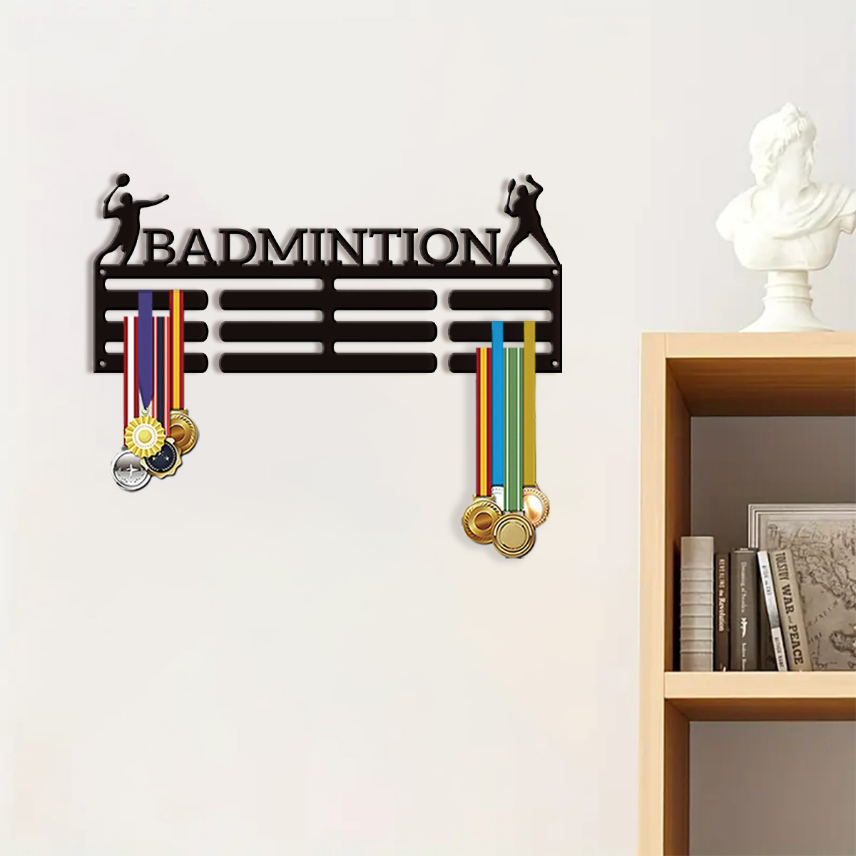 Home Decor Names - 1つのメダル収納ラック、カスタマイズされた名前入り、リボンホルダー、クライマー、スポーツ賞品オーガナイザー、省スペース、家の装飾、誕生日プレゼント