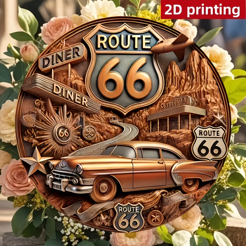 Home Decor Logo Design - 1つの2DフラットレトロNo. 車と砂漠の風景をデザインした木製サインアートロゴ66枚。西洋の家の装飾に適しています。