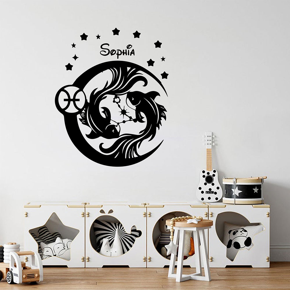 Home Decor Wall Tiles - 1PC Diy 魚座カスタマイズされたテキストステッカー防水ビニール壁紙家の装飾家の装飾壁アート壁画