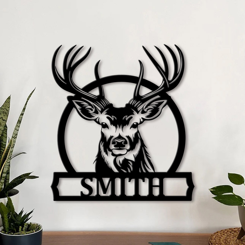 Home Decor Names - パーソナライズされた鹿の家族名メタルサイン カスタムアントラーウォールアート ハンティング/キャビン/素朴な家の装飾 彼へのギフト 父の日ギフト