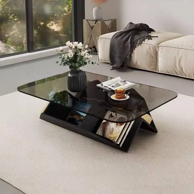 中国製ガラスコーヒーテーブル木製ブラックブラウンセンターデコ - Home Decor Center のレビューと価格