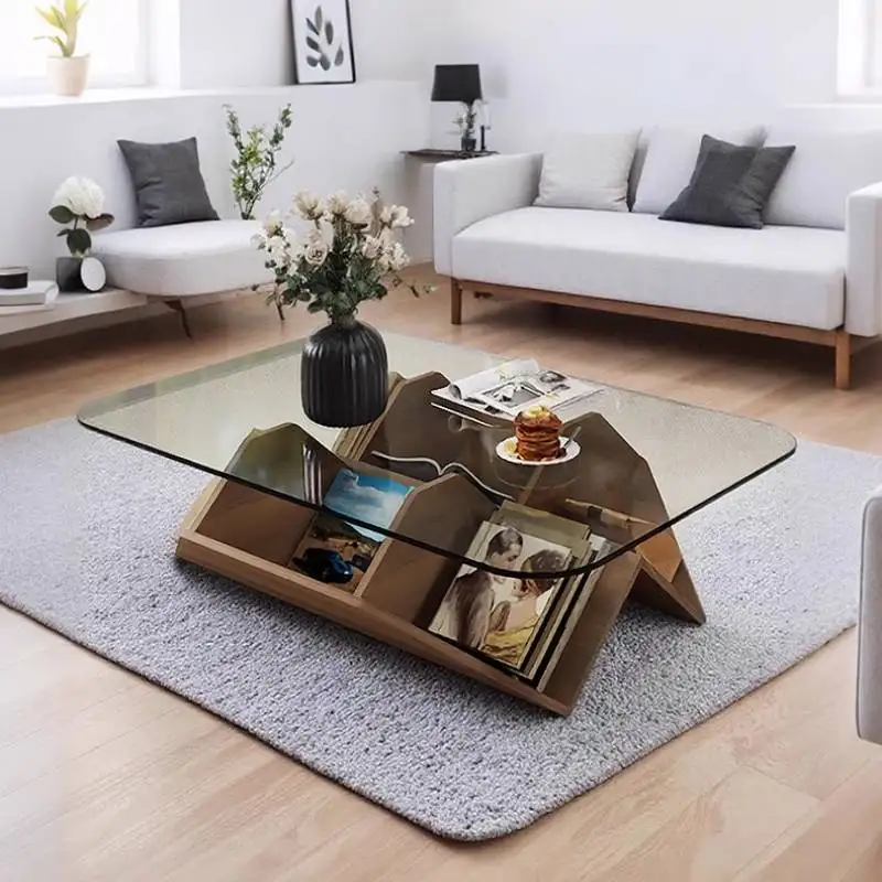 中国製ガラスコーヒーテーブル木製ブラックブラウンセンターデコ - Home Decor Center のレビューと価格