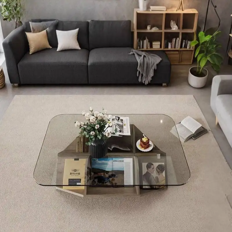 中国製ガラスコーヒーテーブル木製ブラックブラウンセンターデコ - Home Decor Center のレビューと価格