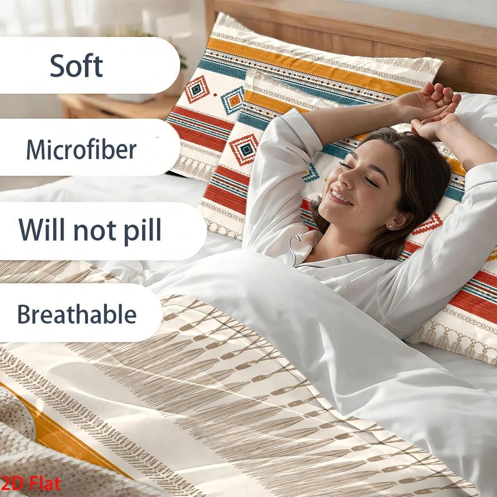 3ピースエスニックスタイルプリント布団カバーセット、3ピース - Home Decor Minimalist Style のレビューと価格