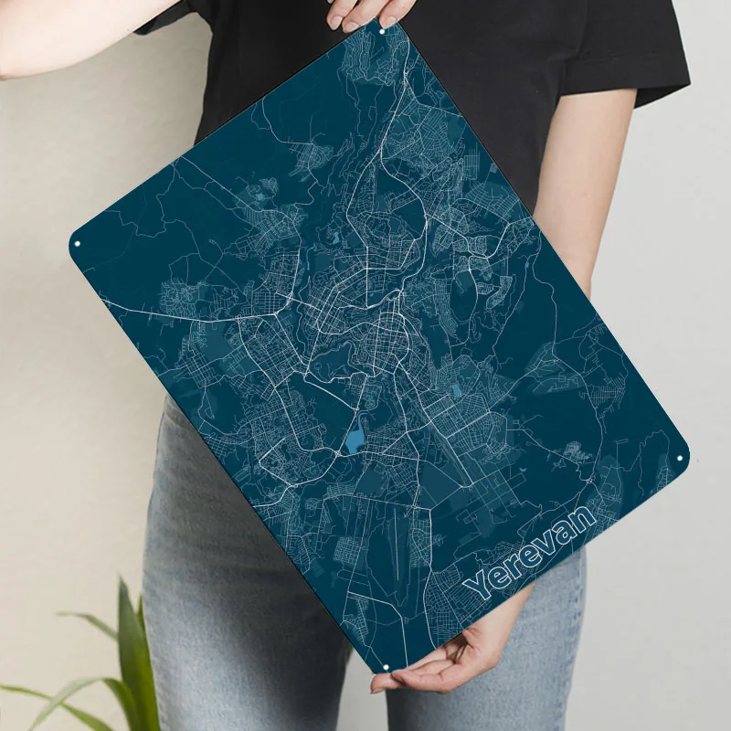 エレヴァン市地図ポスターマップ金属看板装飾自宅装飾カスタマイ - Home Decor Yerevan のレビューと価格
