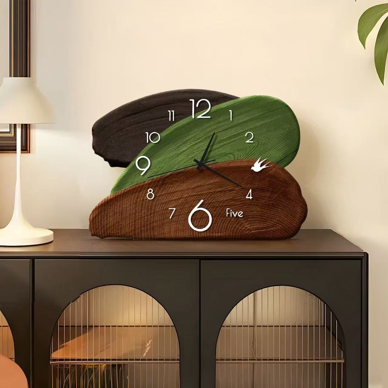 レトログリーンウォール＆テーブル両用時計、アートスタイル静音 - Wall Clock Silent のレビューと価格