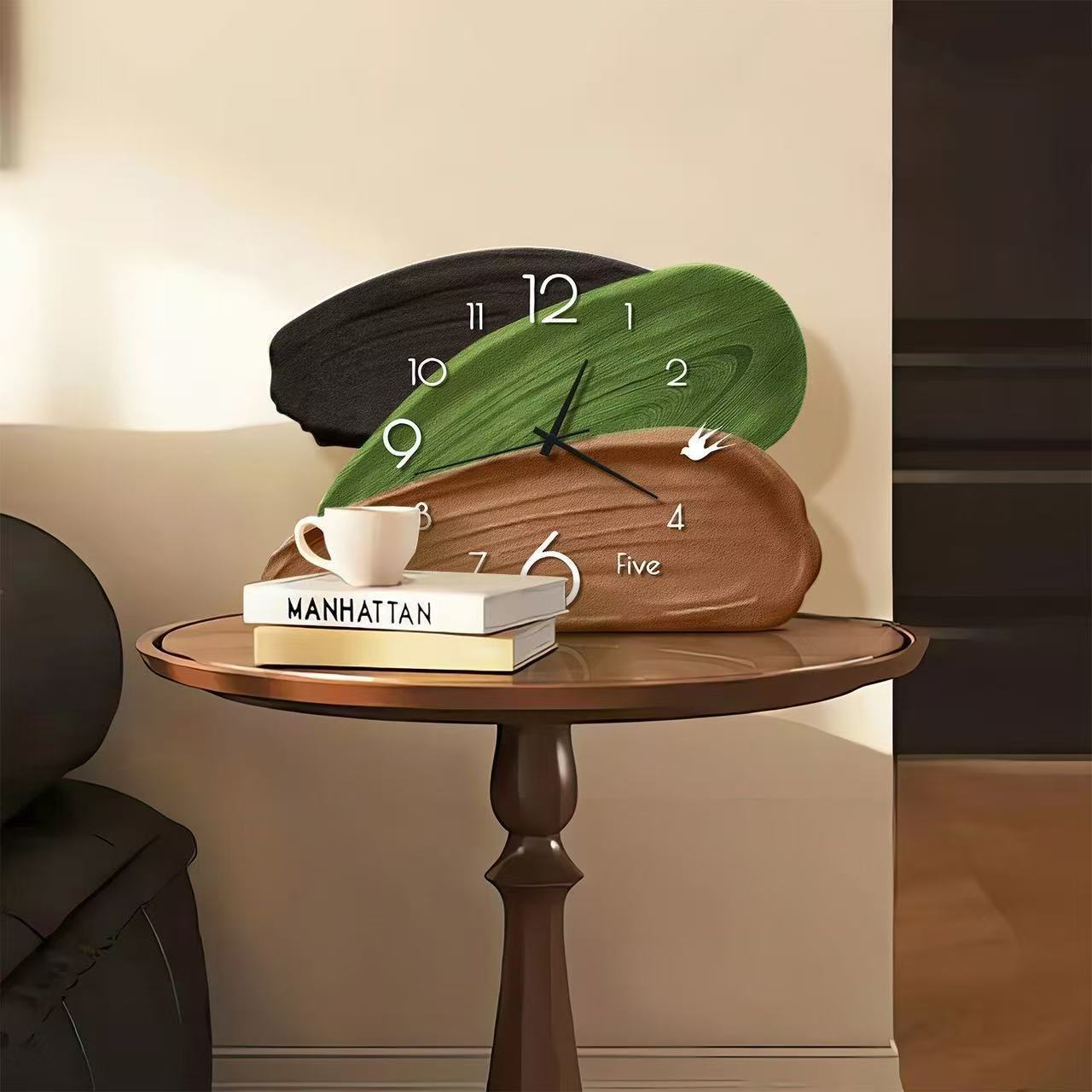 レトログリーンウォール＆テーブル両用時計、アートスタイル静音 - Wall Clock Silent のレビューと価格