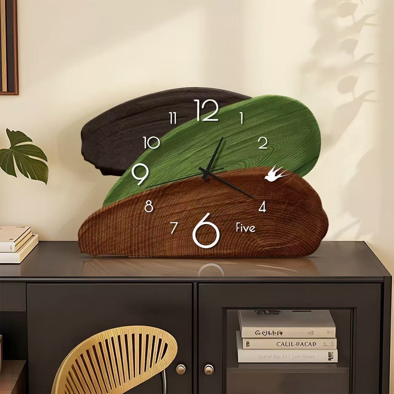 レトログリーンウォール＆テーブル両用時計、アートスタイル静音 - Wall Clock Silent のレビューと価格