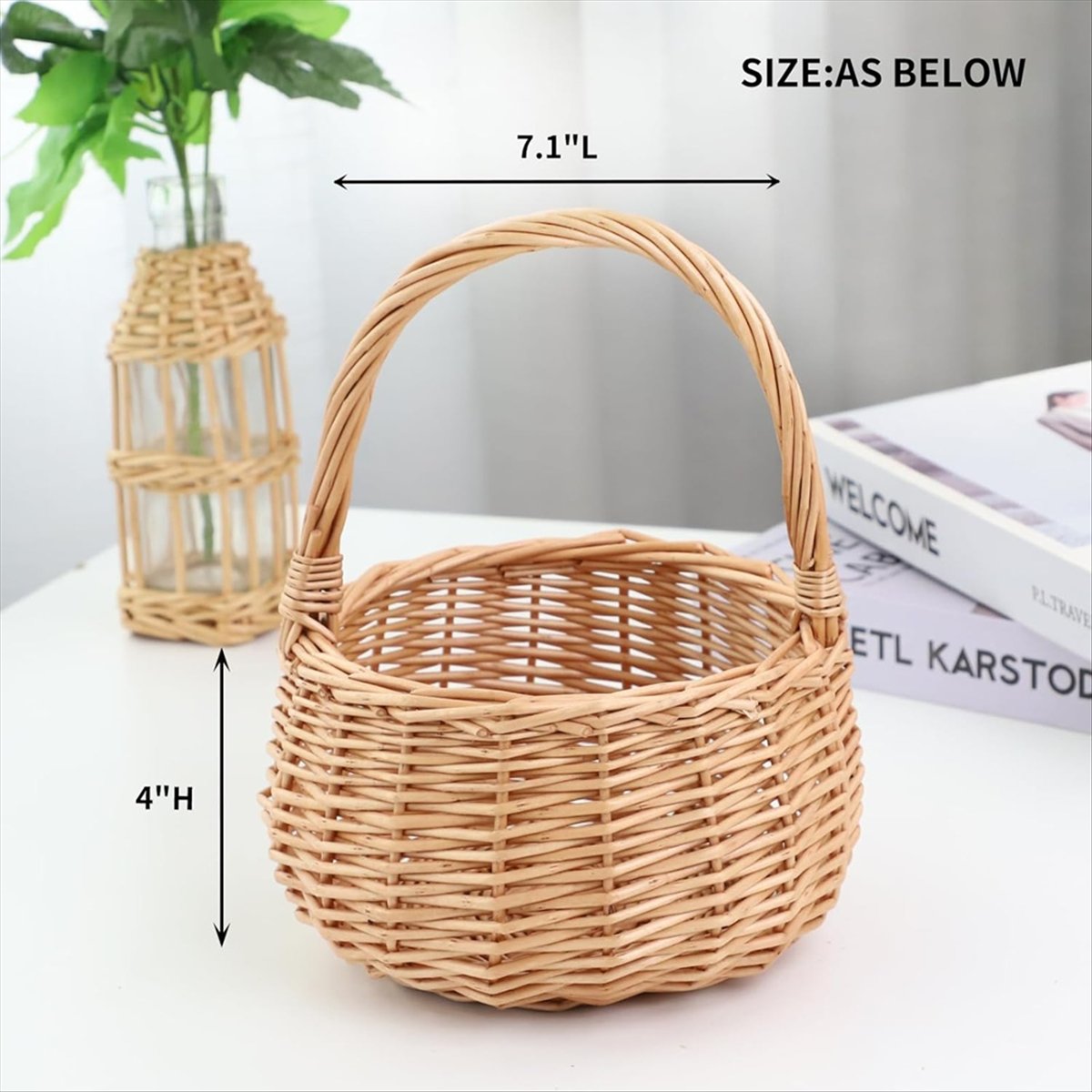 ハンドル付き籐製ピクニックバスケット、結婚式用柳製フラワーガ - Home Decor For Wedding のレビューと価格