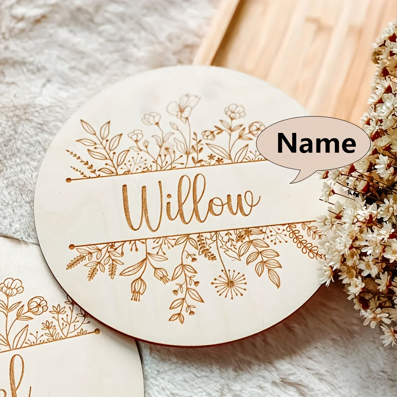 パーソナライズされた花柄彫刻名札、カスタムラウンド木製サイン - Home Decor For Wedding のレビューと価格
