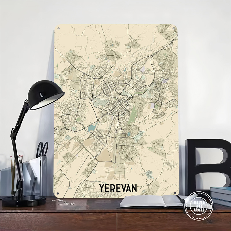 エレヴァン市内地図ブリキポスターカスタムウォールアートヴィン - Home Decor Yerevan のレビューと価格