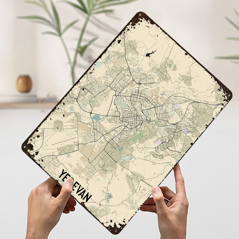 エレヴァン市内地図ブリキポスターカスタムウォールアートヴィン - Home Decor Yerevan のレビューと価格