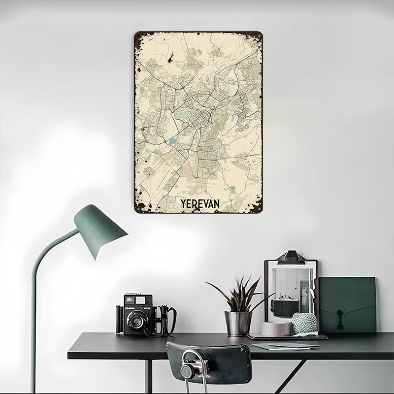 エレヴァン市内地図ブリキポスターカスタムウォールアートヴィン - Home Decor Yerevan のレビューと価格