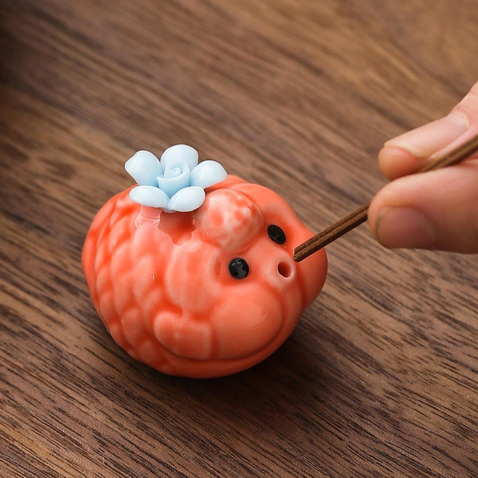 ミニバブルフィッシュ像線香立て かわいい デスクや茶室、オフ - Incense Stick Holder のレビューと価格
