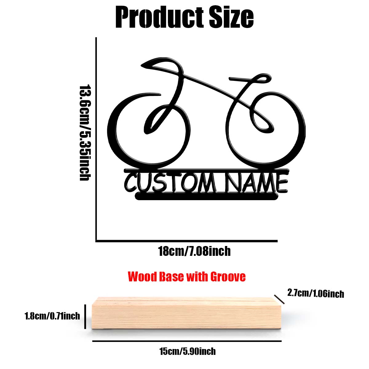 1個入りカスタムネームモダンラインバイク木製ベースメタルアー - Home Decor Names のレビューと価格