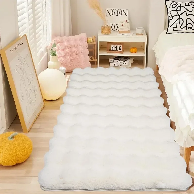 合成ウサギの毛皮で作られたふわふわのカーペット,豪華なぬいぐ - Cowhide Rug Faux のレビューと価格