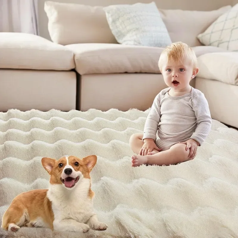 合成ウサギの毛皮で作られたふわふわのカーペット,豪華なぬいぐ - Cowhide Rug Faux のレビューと価格