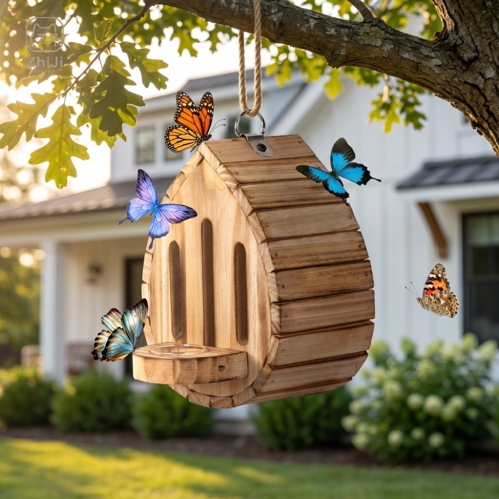木製蝶の家 吊り下げ式装飾用受粉昆虫ハウス 自然生息地 2i - Home Decor Habitat のレビューと価格