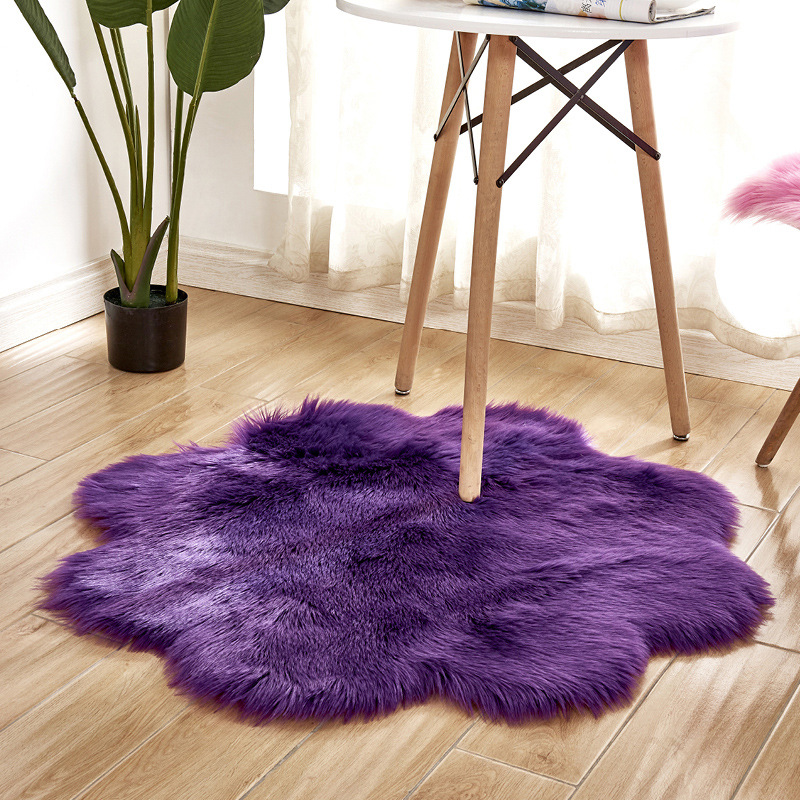 梅の花の形のソフトフェイクファーウールふわふわラグ滑り止めシ - Cowhide Rug Faux のレビューと価格