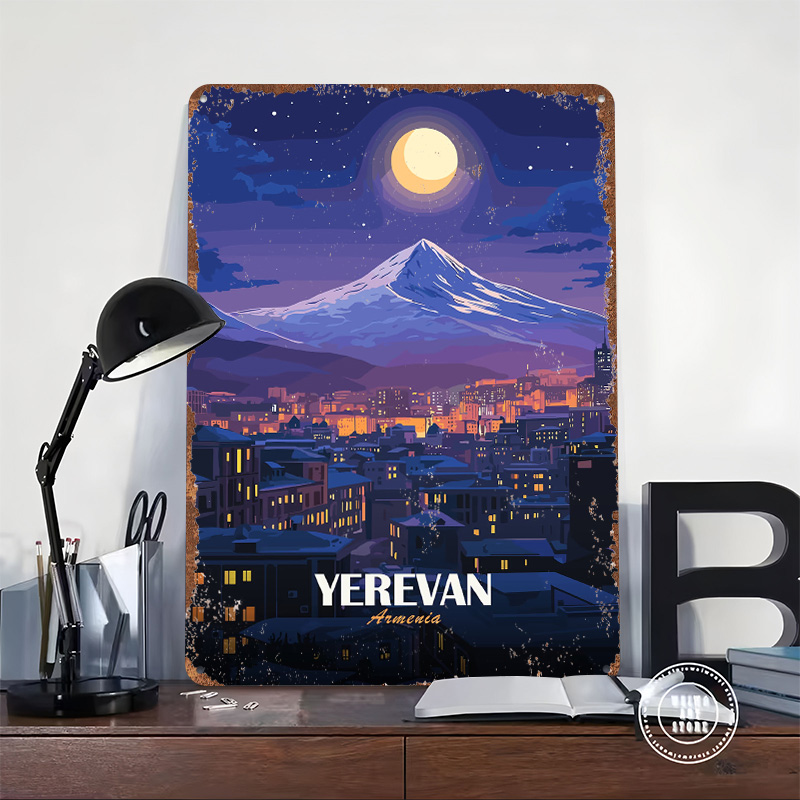 エレヴァンアルメニア夜景メタルポスターカスタマイズされたウォ - Home Decor Yerevan のレビューと価格