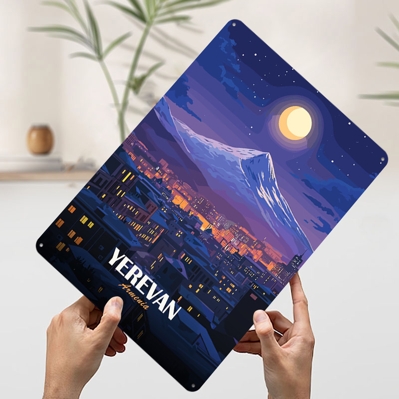 エレヴァンアルメニア夜景メタルポスターカスタマイズされたウォ - Home Decor Yerevan のレビューと価格