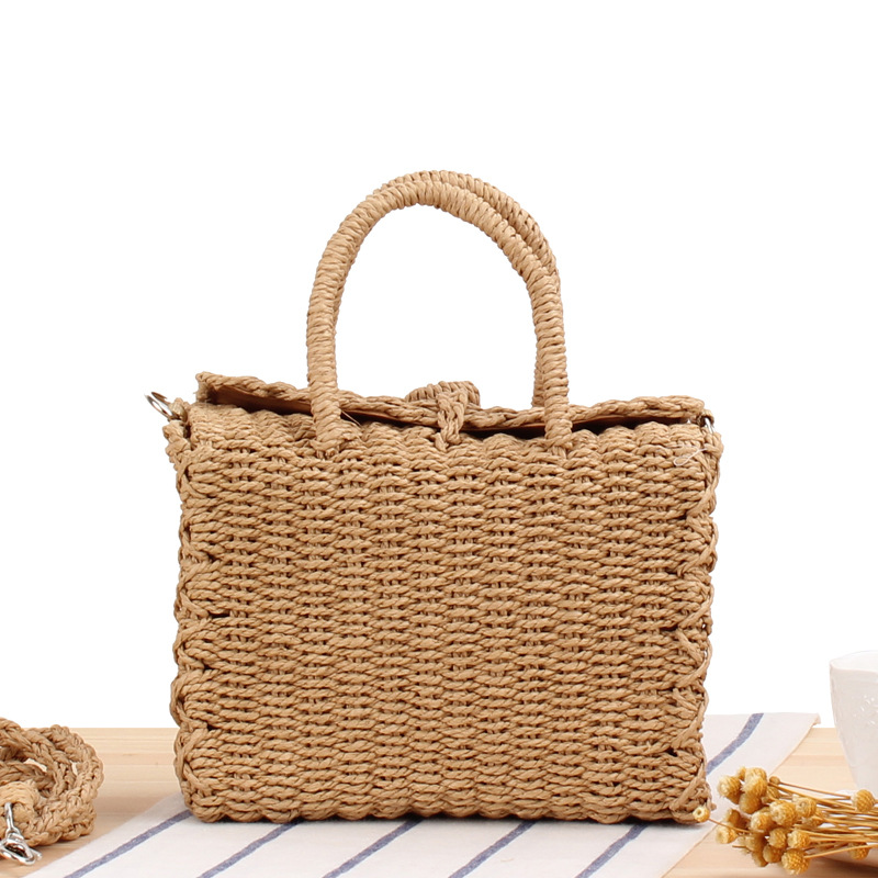 女性のための夏のストロービーチバッグ,手作りのショルダーバッ - Home Decor Rattan のレビューと価格