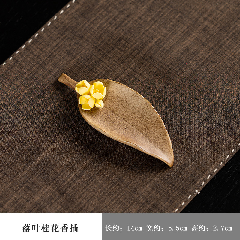 侘び寂びセラミックイチョウの葉香炉、手作りキンモクセイの棒状 - Incense Stick Holder のレビューと価格