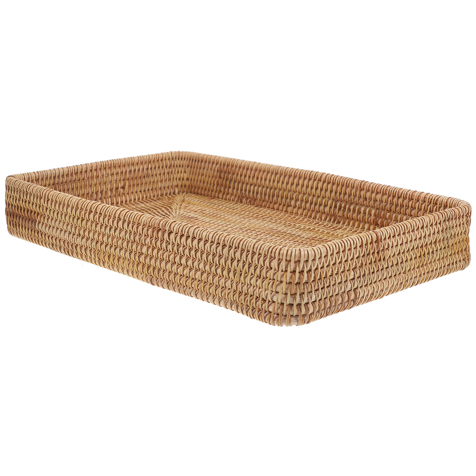 長方形の大きな籐製トレイ、手織り装飾収納サービングオーガナイ - Home Decor Rattan のレビューと価格
