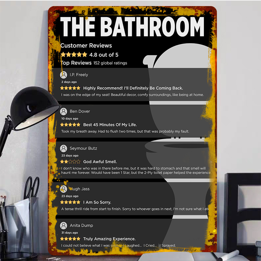 面白いバスルーム顧客レビュー金属壁アートトイレユーモア装飾ホ - Review Home Decor のレビューと価格