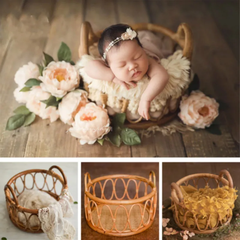 新生児用籐バスケット,写真アクセサリー,手作り家具,竹製椅子 - Home Decor Rattan のレビューと価格